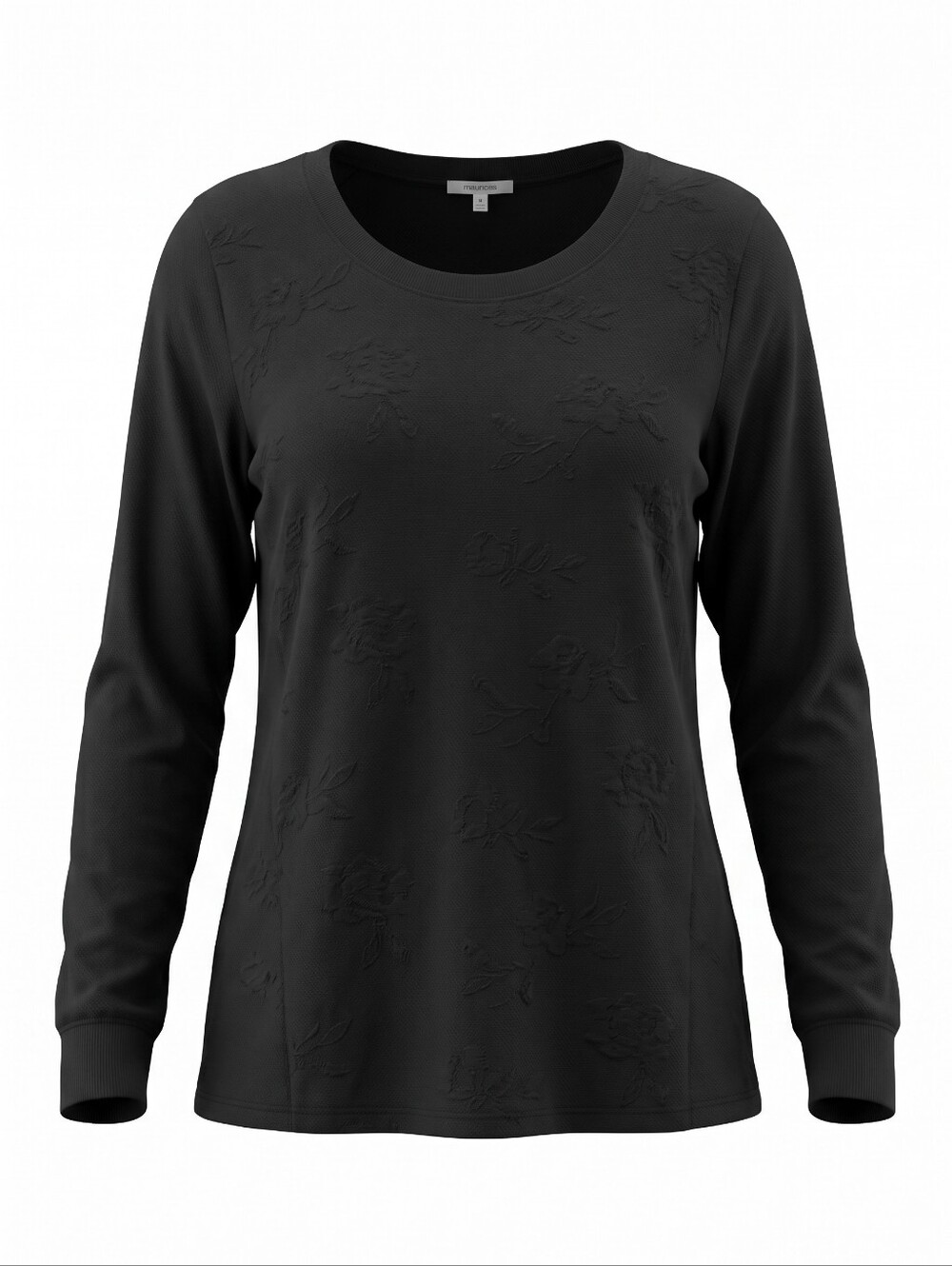 Maurices Black Long Sleeve Floral Texture Top Sheer Gothcore Whimsical Plus